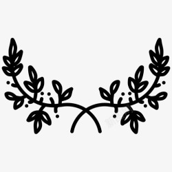 手绘月桂花花环花环和月桂花花园图标高清图片