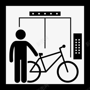 自行车在电梯里自行车骑车人图标图标