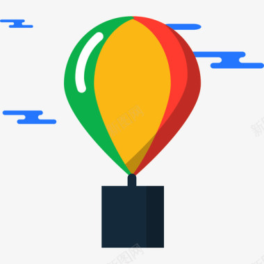 热气球彩色杂集图标扁平图标