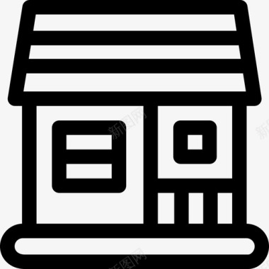 平房房屋类型线性图标图标