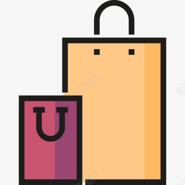 购物袋酒店2线性颜色图标图标