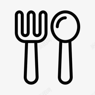 叉子和勺子吃的食物图标图标