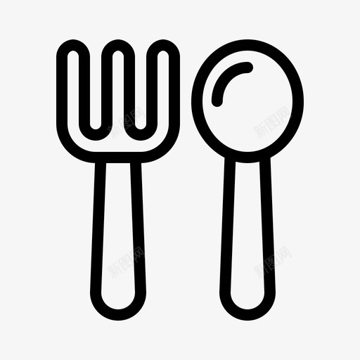 叉子和勺子吃的食物图标svg_新图网 https://ixintu.com 厨房 厨房用具 叉子和勺子 吃的 食物