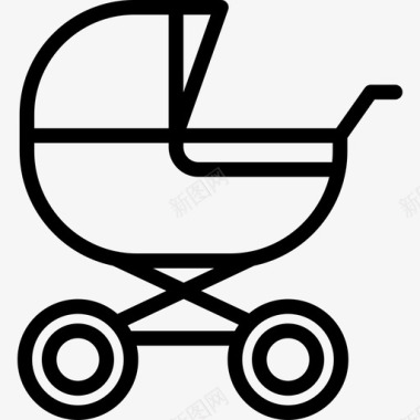 婴儿推车儿童元素3线性图标图标