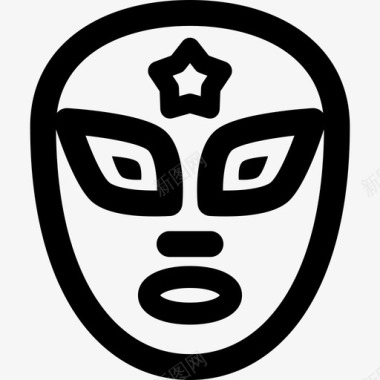墨西哥面具墨西哥元素线性图标图标