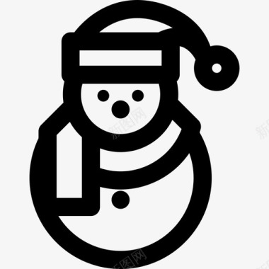 雪人圣诞节庆祝大纲直线图标图标