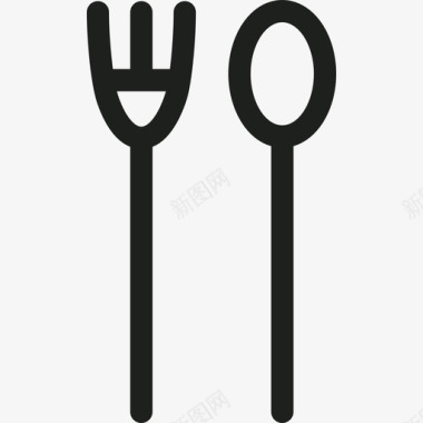 叉子和勺子面包店图标集线性图标