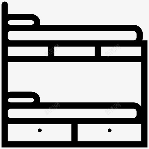 床卧室双层床图标svg_新图网 https://ixintu.com 卧室 双层床 床 床铺线 旅社