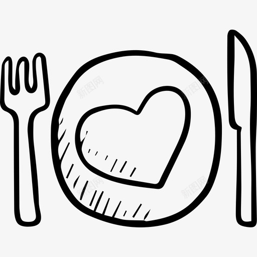 盘子工具和器皿手绘的爱情元素图标svg_新图网 https://ixintu.com 工具和器皿 手绘的爱情元素 盘子