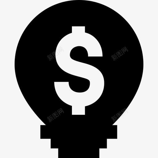 带有美元符号技术金融填充的灯泡图标svg_新图网 https://ixintu.com 带有美元符号 技术 金融填充的灯泡