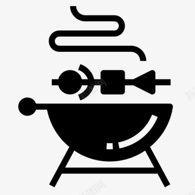 烧烤食物黑色旅行图标图标