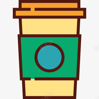 咖啡食物6线性颜色图标图标