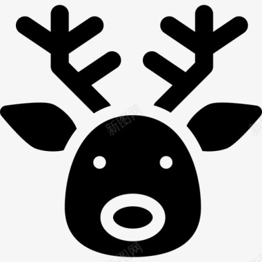 鹿头圣诞喜庆实心填充图标图标