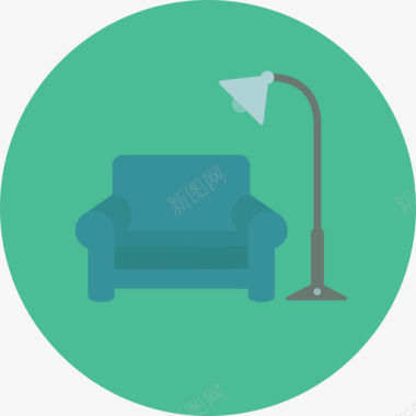 扶手椅房地产和家具圆形平面图标图标