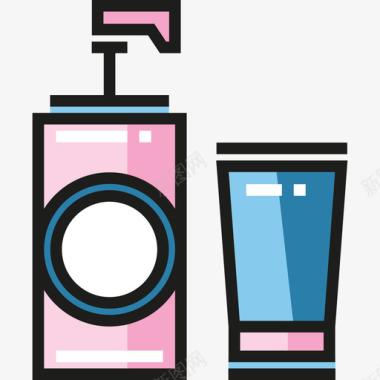 肥皂婴儿和玩具4线性颜色图标图标