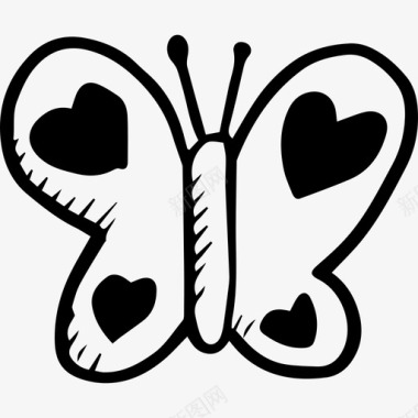 蝴蝶动物手绘爱情元素图标图标