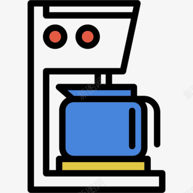 咖啡机线性颜色内务元素线性颜色图标图标