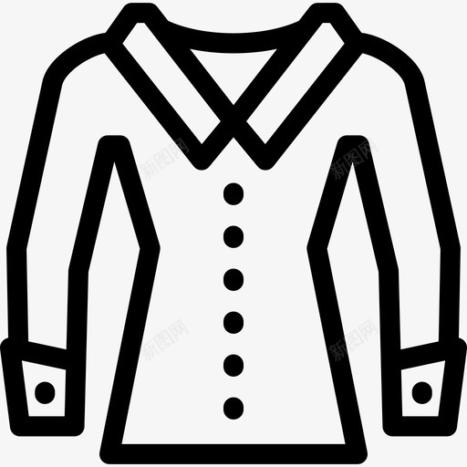 女式长袖衬衫服装直线型图标svg_新图网 https://ixintu.com 女式长袖衬衫 服装 直线型