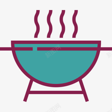 烧烤生日派对8线性颜色图标图标