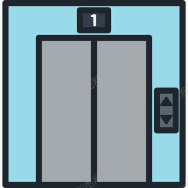电梯酒店服务3线性颜色图标图标