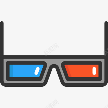 3d眼镜电影元素3线性颜色图标图标
