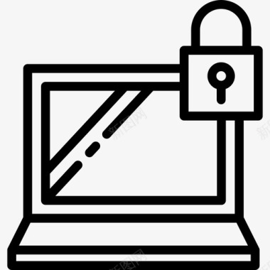 计算机安全财产安全线性图标图标