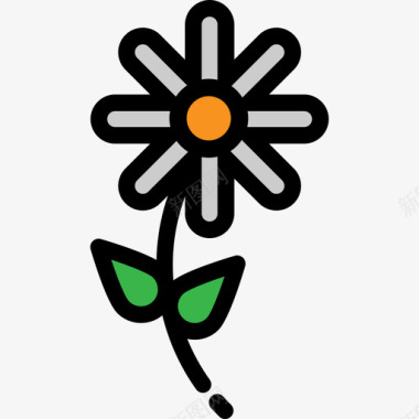 雏菊园艺3线性颜色图标图标