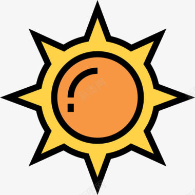 太阳墨西哥元素8线性颜色图标图标