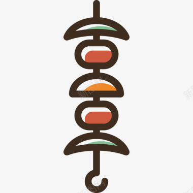 Brochette食品线性颜色食品套装图标图标