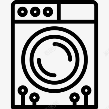 洗衣机智能家居系统线性图标图标
