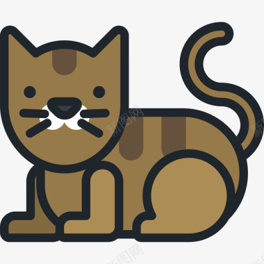 猫动物10线性颜色图标图标