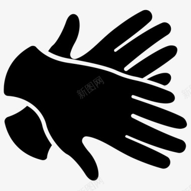 手套干手清洁和女佣字形图标图标