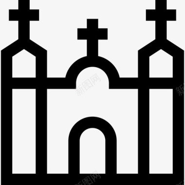 教堂墨西哥元素直线图标图标