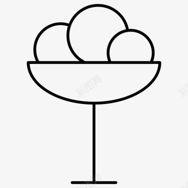 冰淇淋冰淇淋碗食物轮廓图标图标