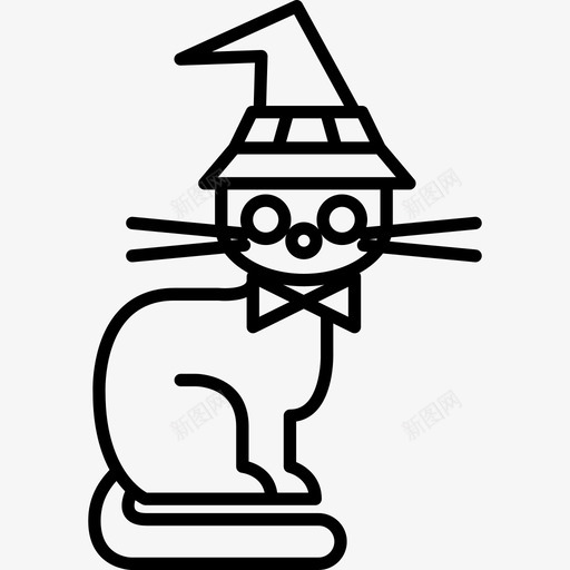 戴女巫帽的猫动物直系万圣节图标svg_新图网 https://ixintu.com 动物 戴女巫帽的猫 直系万圣节