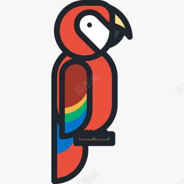 金刚鹦鹉动物10线形颜色图标图标