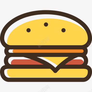 汉堡食品线性颜色食品套装图标图标