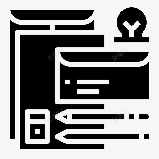 文具信封纸张图标svg_新图网 https://ixintu.com 信封 工具 文具设计 纸张 黑色平面设计服务