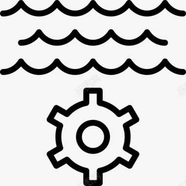 潮汐能生态线船线型图标图标