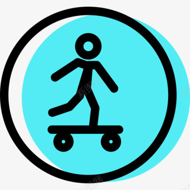 滑板交通标志收集颜色图标图标