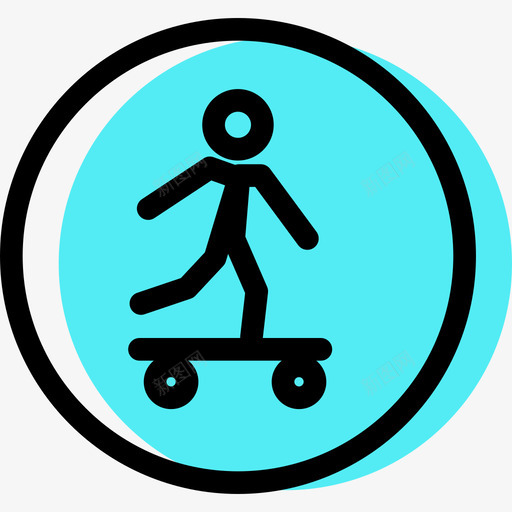 滑板交通标志收集颜色图标svg_新图网 https://ixintu.com 交通标志收集 滑板 颜色