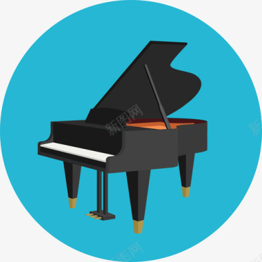 钢琴音乐娱乐圆形平面图标图标