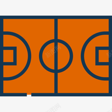 篮球场运动6线性颜色图标图标