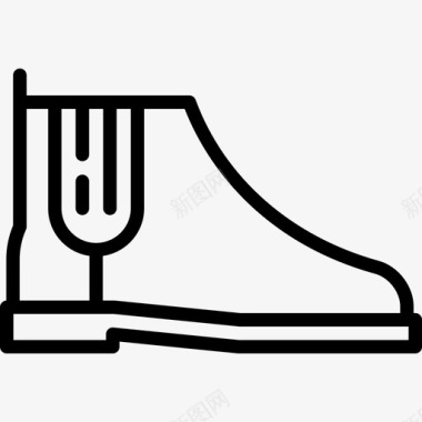 切尔西靴鞋和船线工艺直线图标图标