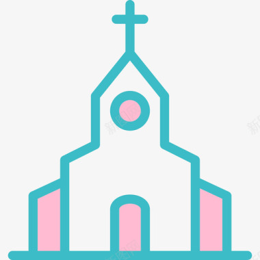教堂建筑线性婚礼元素图标图标