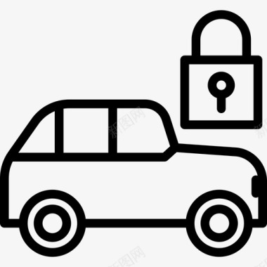 安全车财产安全线性图标图标