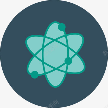 原子教育和科学圆形平面图标图标