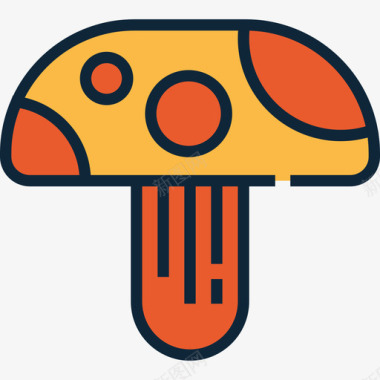 蘑菇野营6线形颜色图标图标