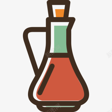 醋食品线性颜色食品套装图标图标