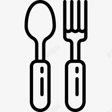 汤匙和叉子童年直系图标图标